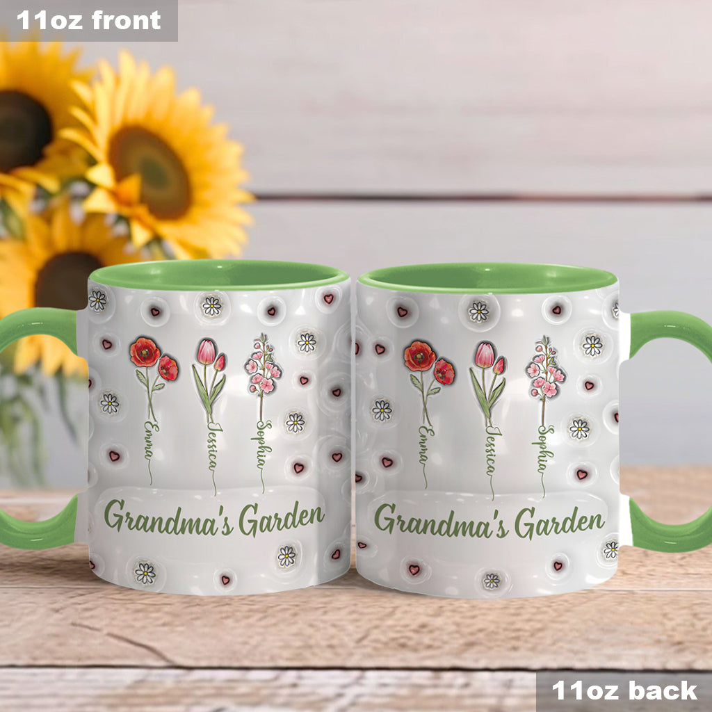 Fleurs du mois de naissance - Jardin de grand-mère - Mug personnalisé pour grand-mère
