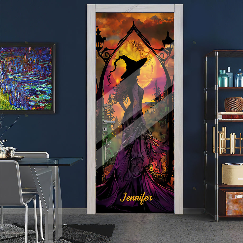 Belle sorcière - Autocollant de porte personnalisé pour sorcière