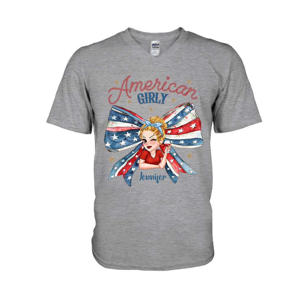 Coquette American Girl - T-shirt et sweat à capuche personnalisés pour la fête nationale américaine (4 juillet).