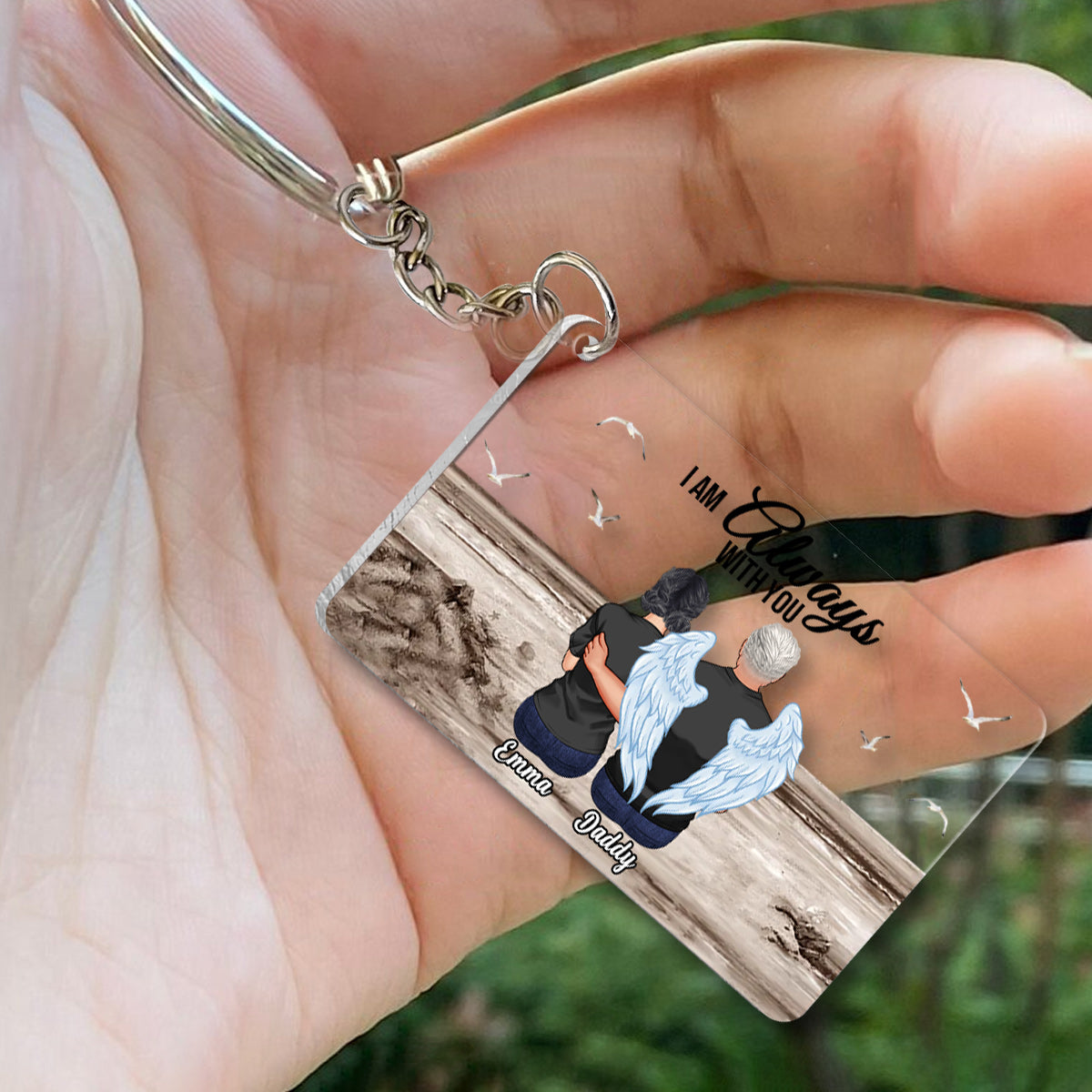 Je suis toujours avec toi - Porte-clés transparent commémoratif personnalisé « Je suis toujours avec toi »