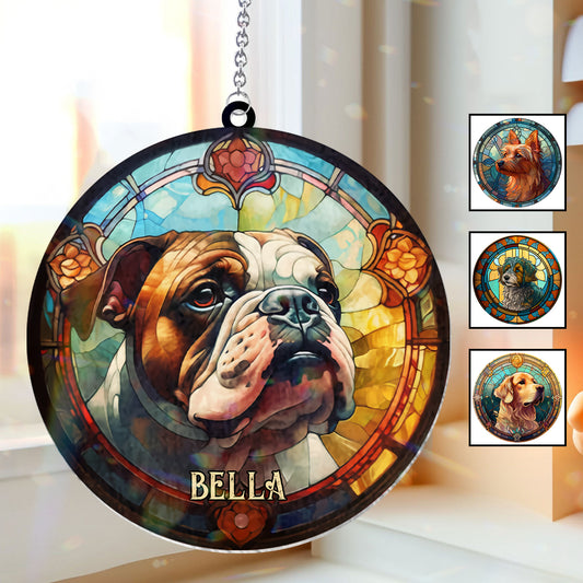 J'aime mon chien - Décoration attrape-soleil personnalisée à suspendre à la fenêtre 