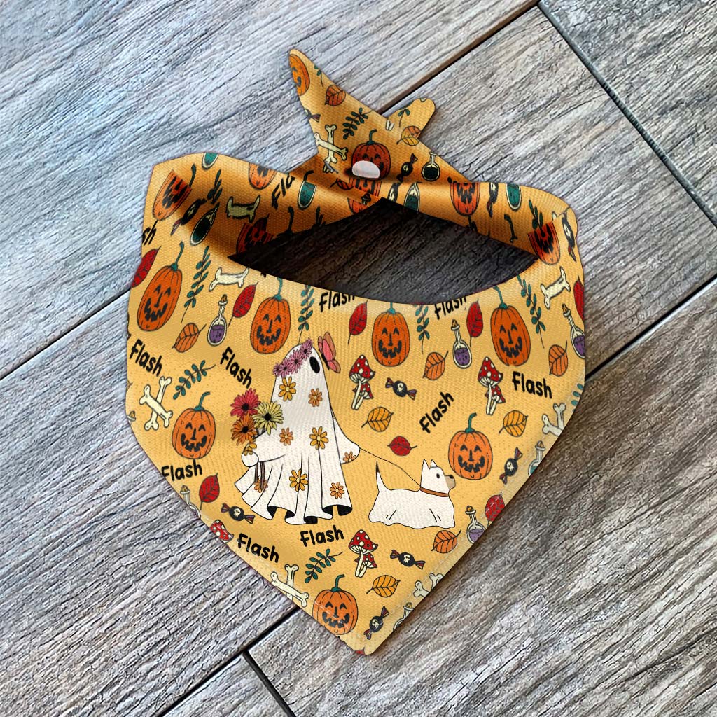 Bandana personnalisé pour chien fantôme mignon, citrouille et chauve-souris
