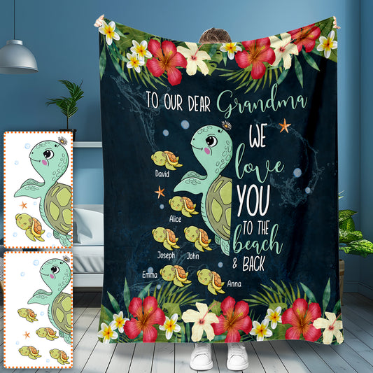 On t'aime jusqu'à la plage et retour - Couverture personnalisée pour grand-mère