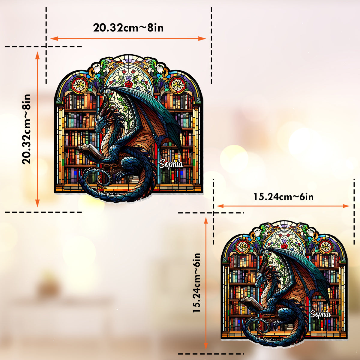 Lecteur de fiction - Ornement attrape-soleil personnalisé à suspendre à la fenêtre, en forme de livre 