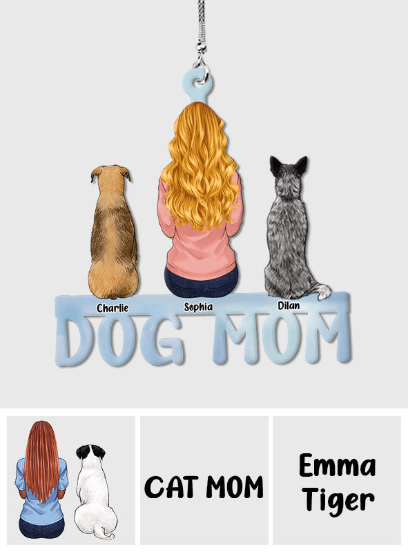 Dog Mom Cat Mom Dog Dad Cat Dad - Personalized Dog Car Ornament