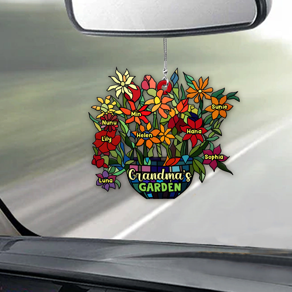 Jardin de grand-mère - Ornement de voiture personnalisé pour grand-mère