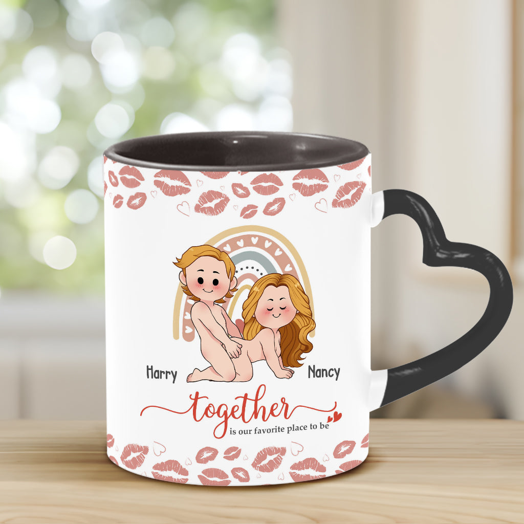 I Love You - Personalized Couple Heart Handle Mug