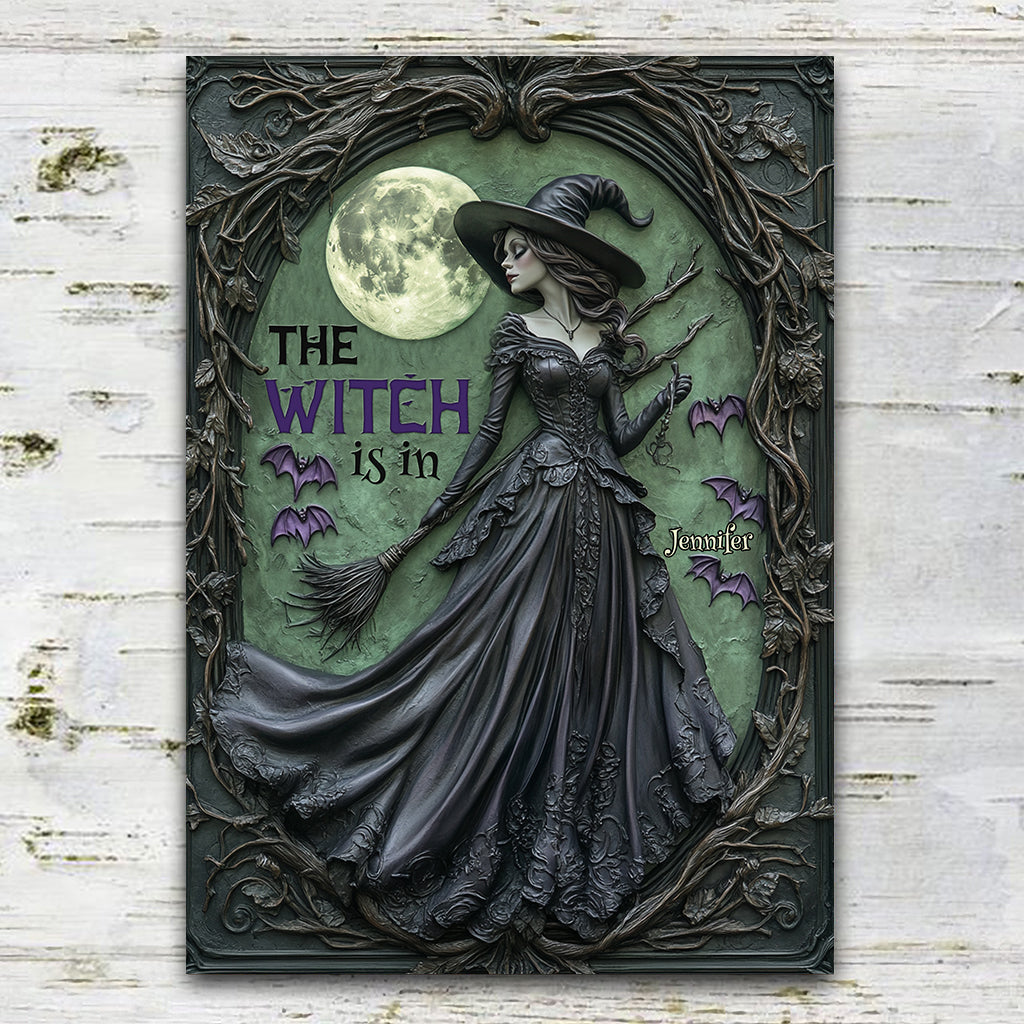 La sorcière est là - Panneau métallique rectangulaire personnalisé « Sorcière »