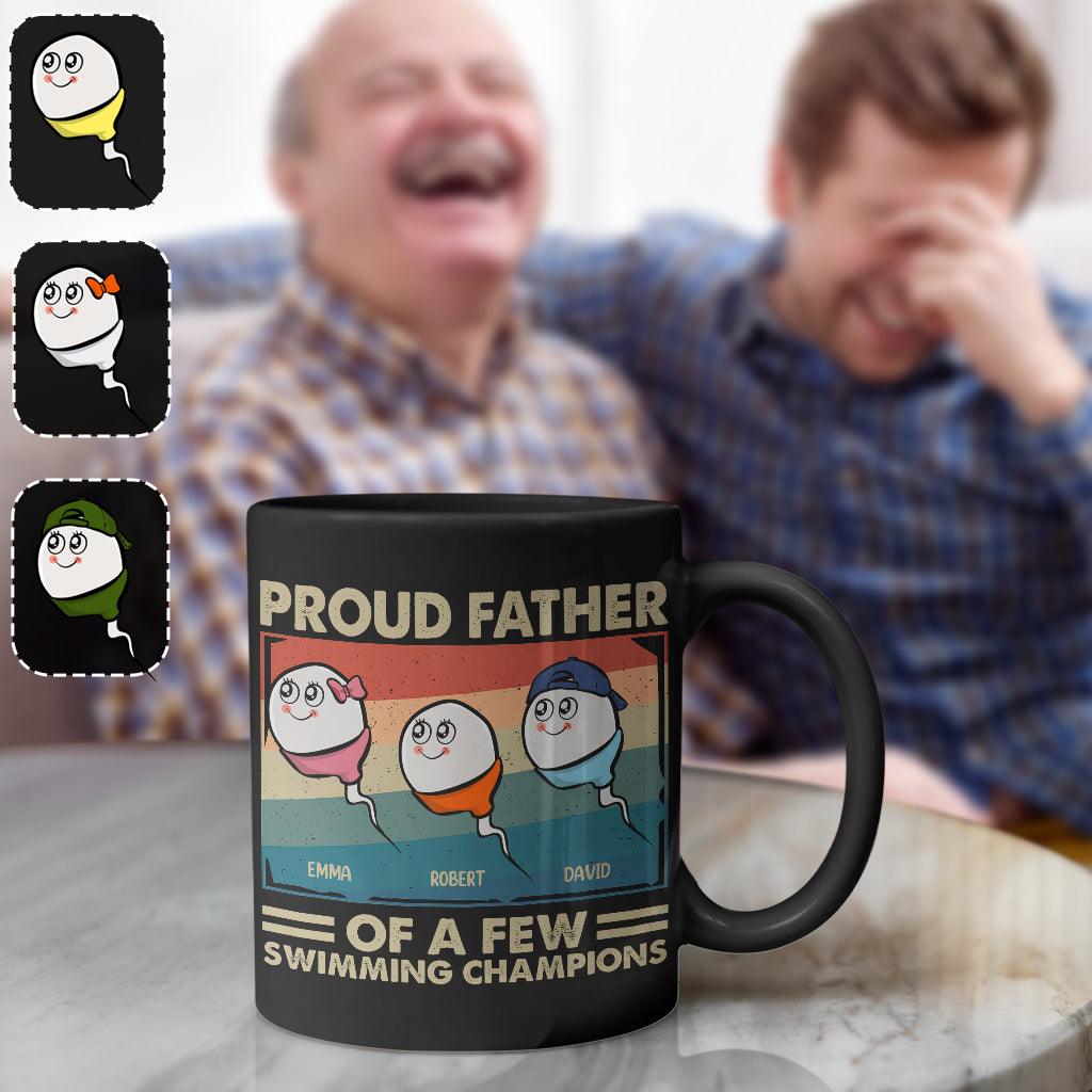 Mug personnalisé « Fier papa, père de plusieurs champions de natation »