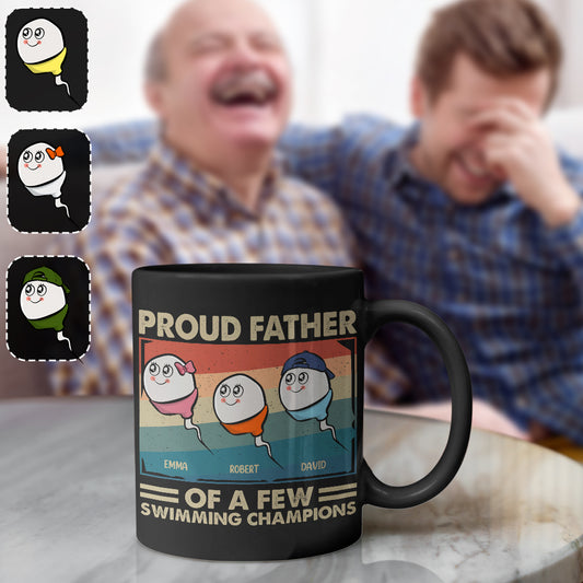 Mug personnalisé « Fier papa, père de plusieurs champions de natation »
