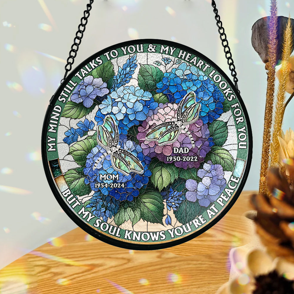 Mes pensées te parlent encore - Attrape-soleil commémoratif personnalisé en vitrail