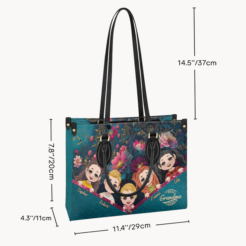 Meilleure grand-mère du monde - Sac à main en cuir personnalisé pour grand-mère