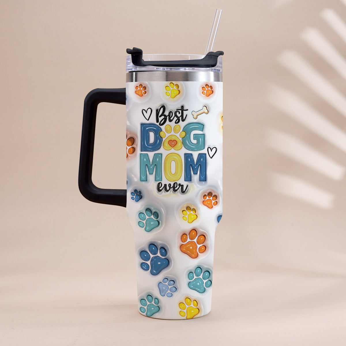 Meilleur papa/maman de chien au monde - Gobelet isotherme personnalisé pour chien avec poignée