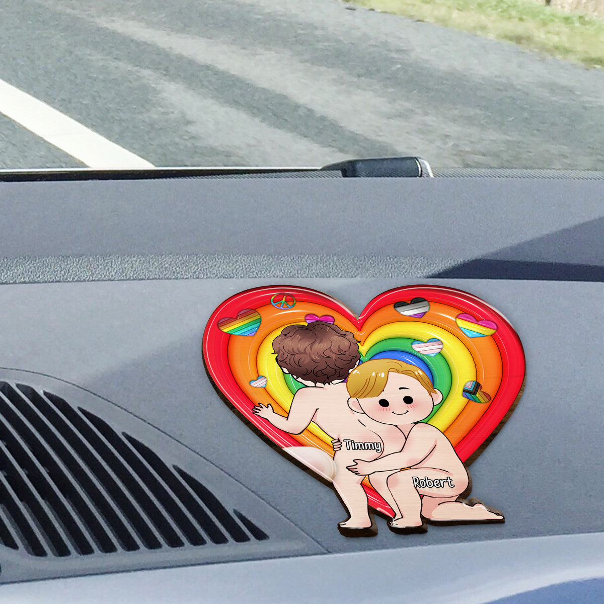Pride Cute Couple - Personalized LGBT Support Shaped Car Visor Clip