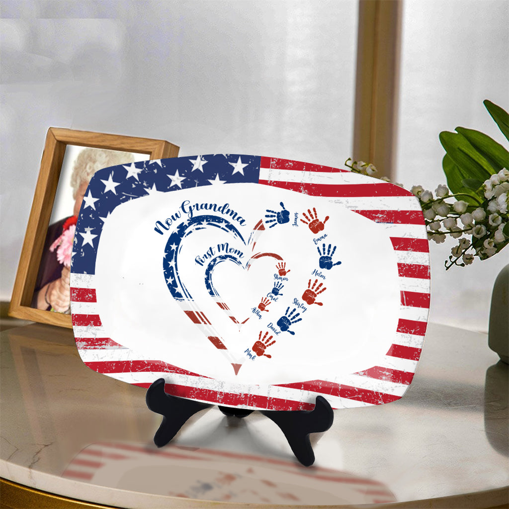 First Mom Now Grandma - Personalized Grandma Plate