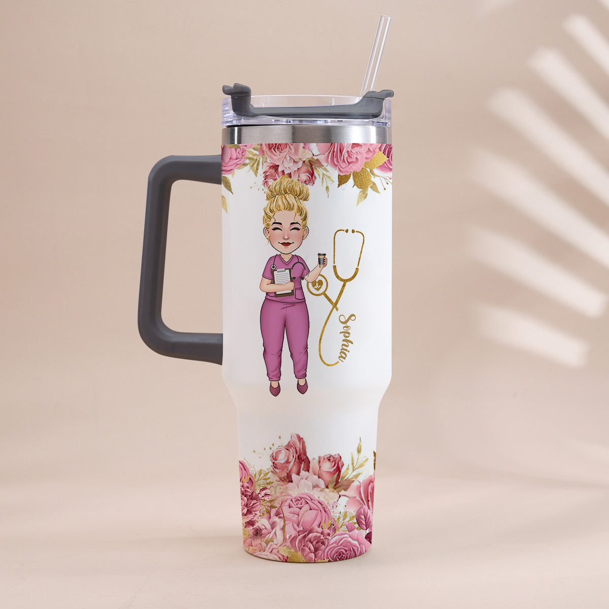 Informations nutritionnelles pour infirmières - Gobelet isotherme personnalisé avec poignée