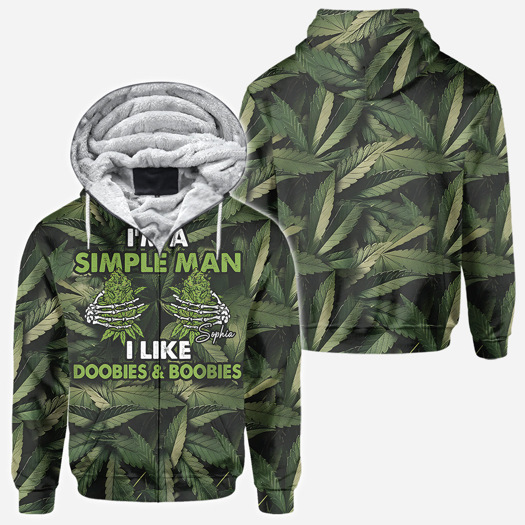 Je suis un homme simple, j'aime les joints et les seins - T-shirt personnalisé « Weed All Over »