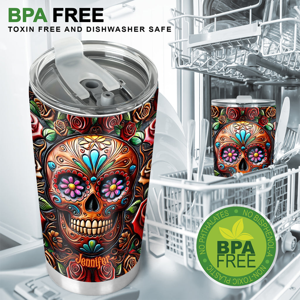 Roses et crâne - Gobelet personnalisé tête de mort