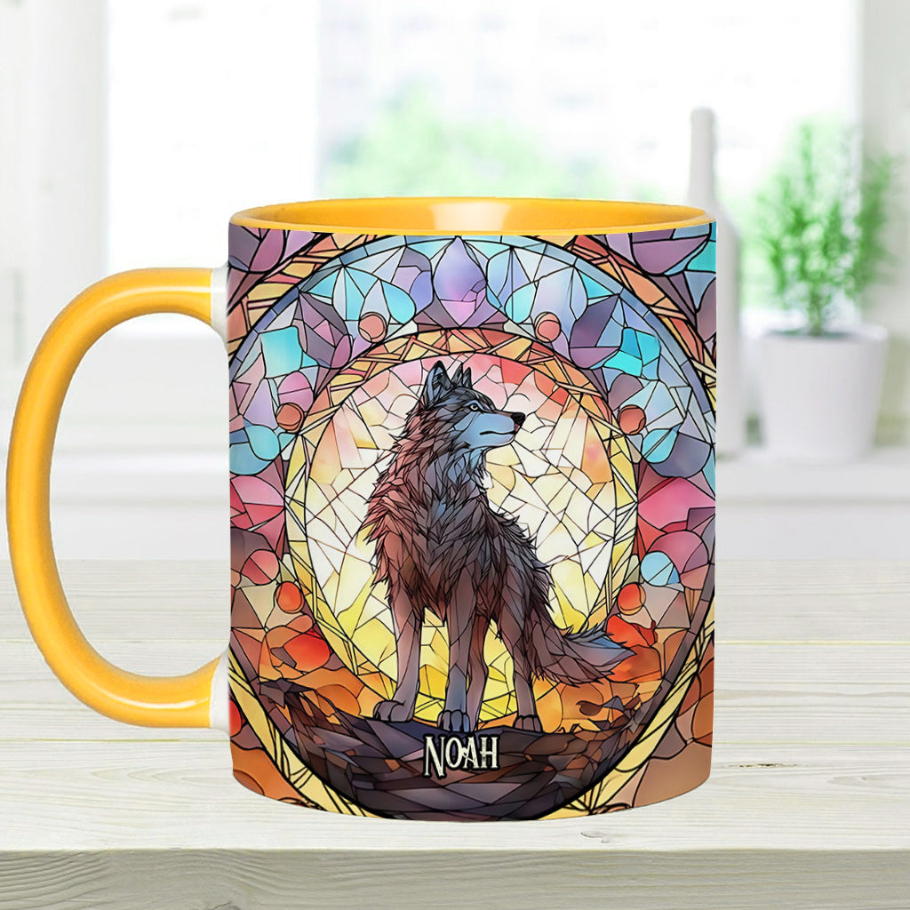 Mug personnalisé « Esprit féroce » avec motif loup