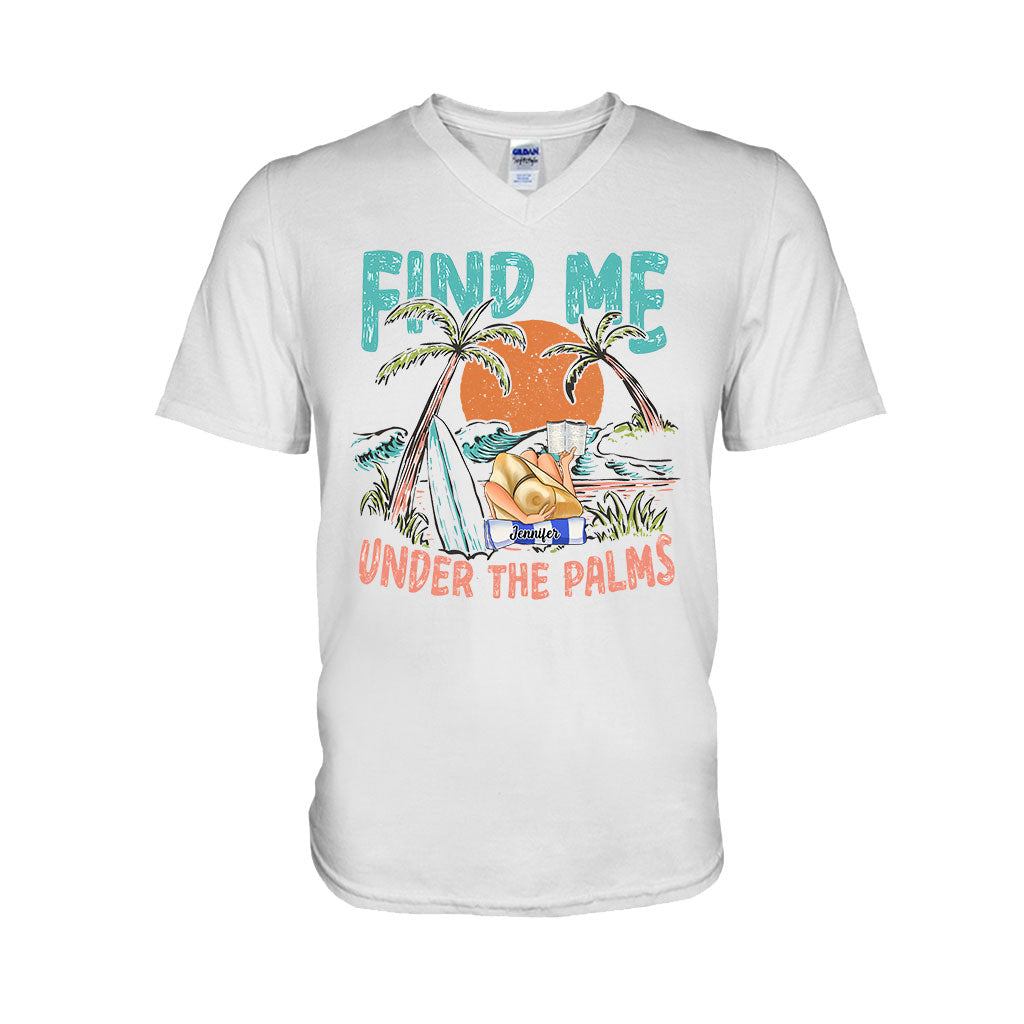 Retrouve-moi sous les palmiers, fille qui lit - T-shirt et sweat à capuche personnalisés « Amoureuse de la mer »