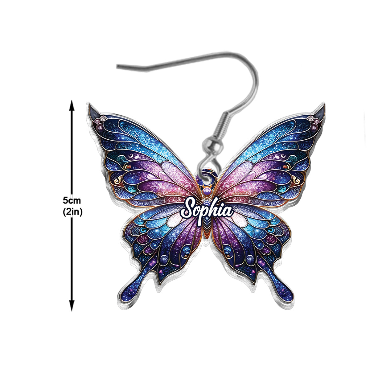 Superbes boucles d'oreilles papillon personnalisées violettes