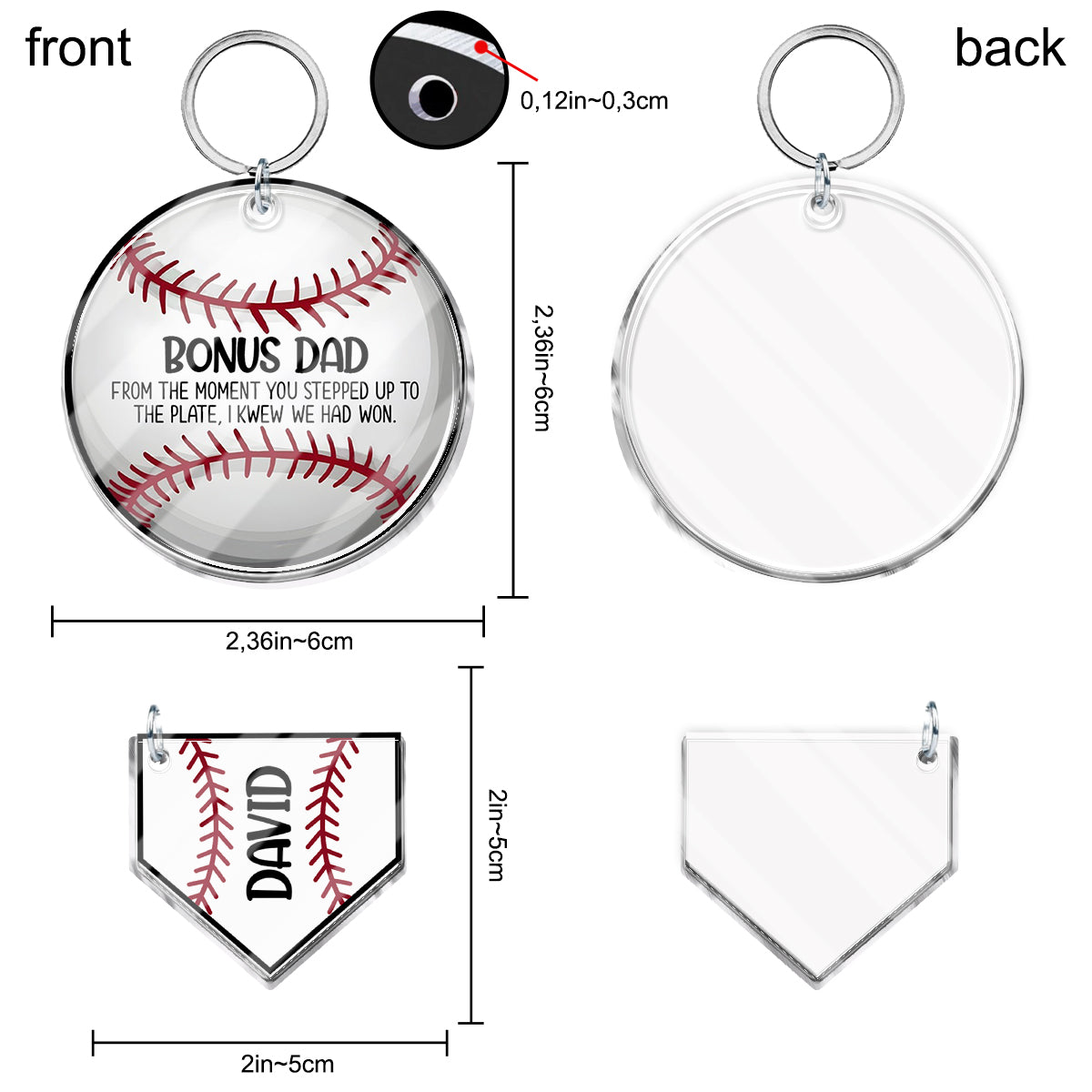 Bonus Dad - Porte-clés personnalisé pour papa avec breloques