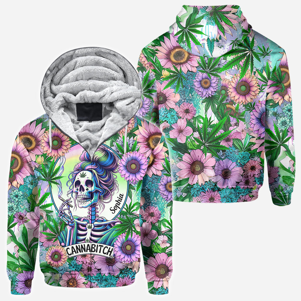 Cannabitch - T-shirt personnalisé avec motif cannabis intégral