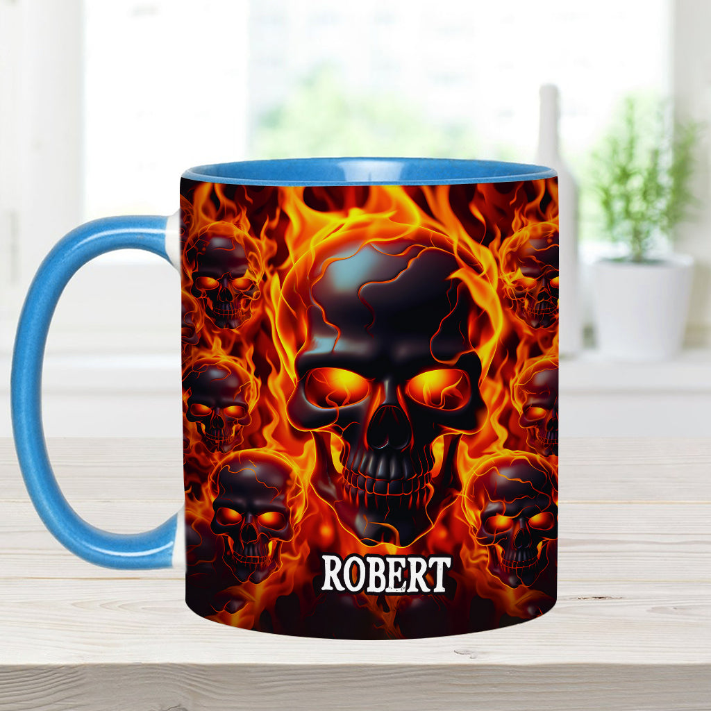 Mug personnalisé « Crâne fondu en feu » - Tête de mort fondue