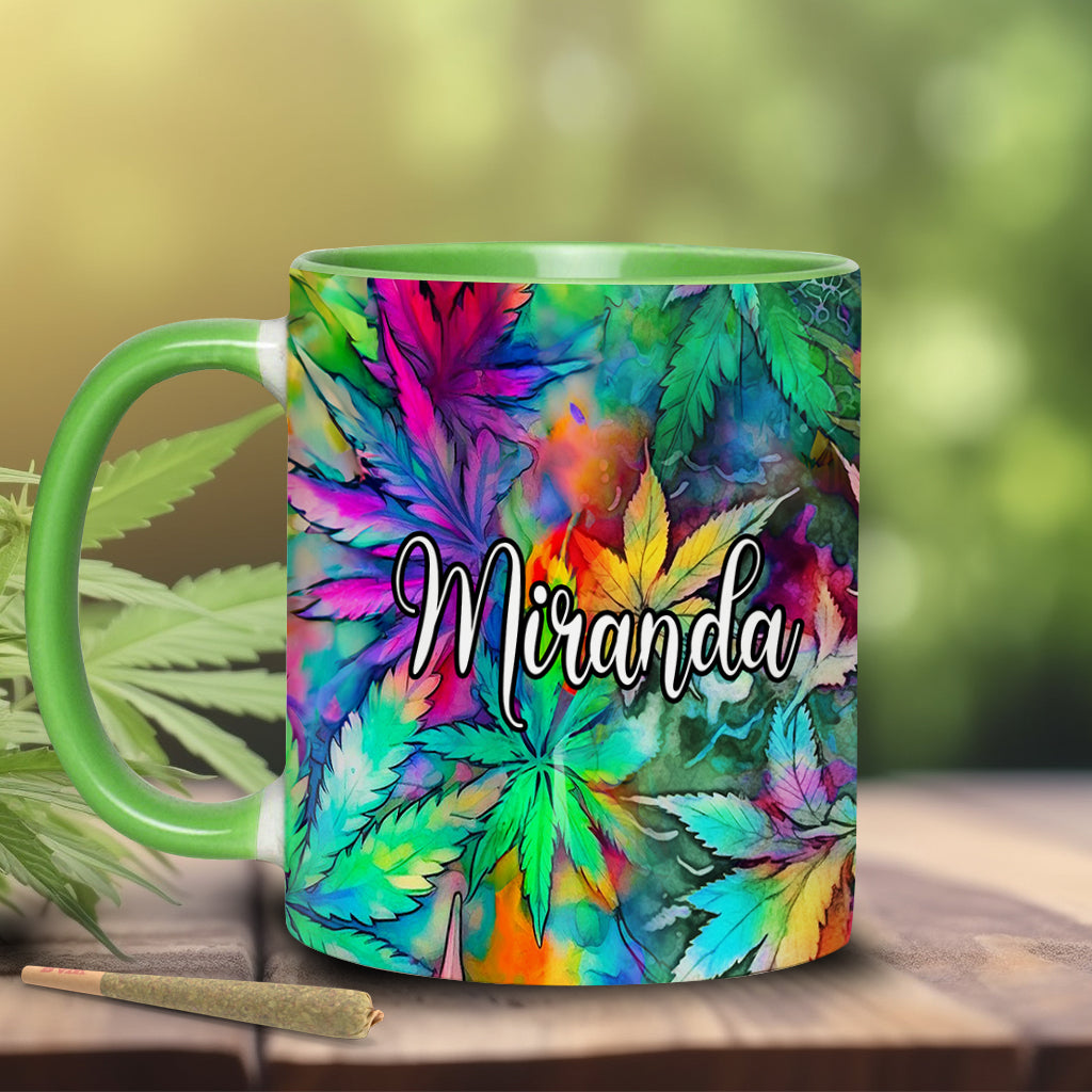 Mug personnalisé à motif feuille de cannabis psychédélique
