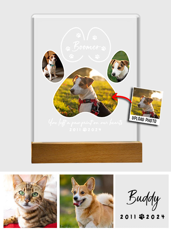 Tu as laissé une empreinte de patte - Veilleuse LED personnalisée en forme de chien