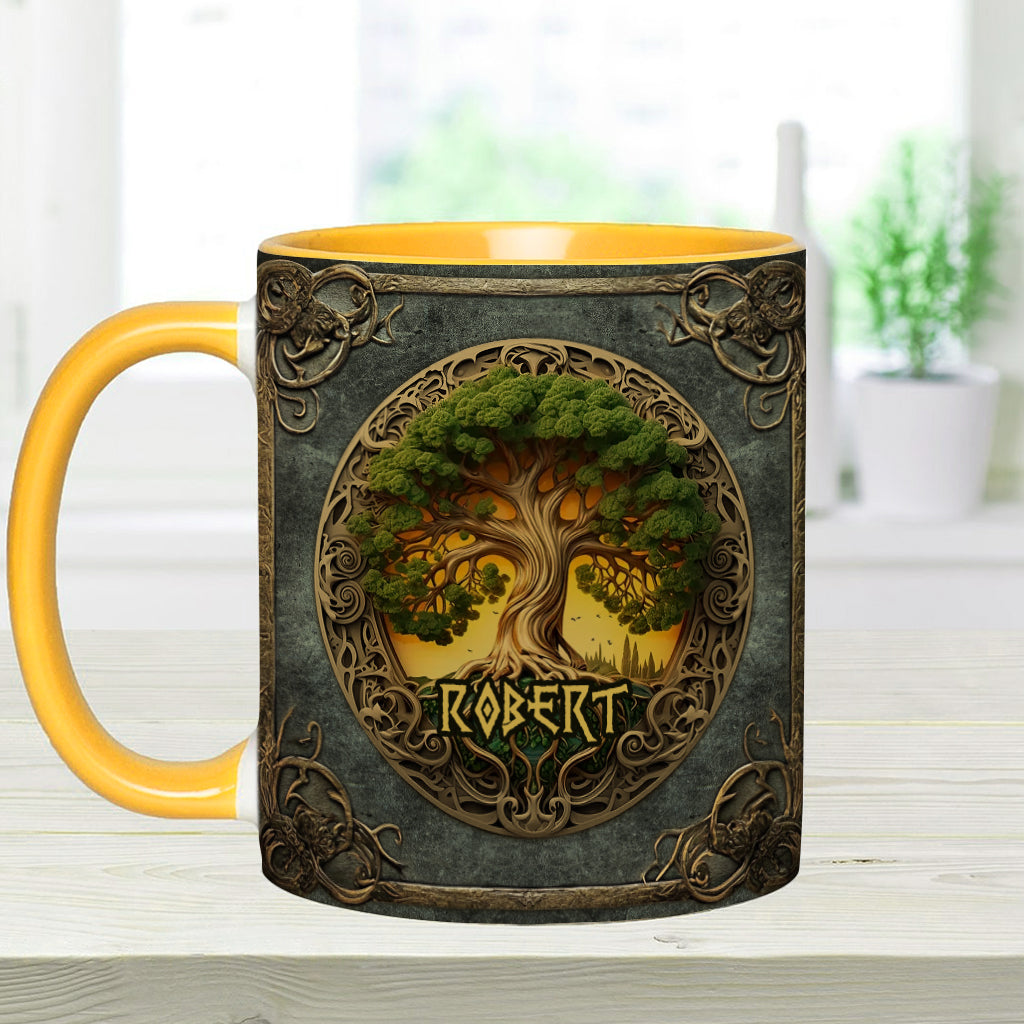 Mug personnalisé style rustique inspiré de la mythologie scandinave et de l'Arbre de Vie - Mug à accent irlandais