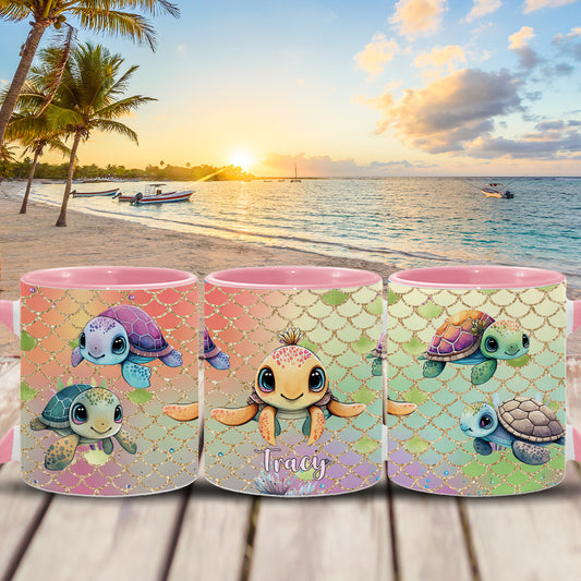 Tasse personnalisée avec motif tortues mignonnes