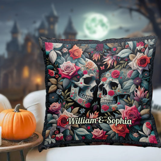 Jusqu'à ce que la mort nous sépare - Coussin décoratif personnalisé en forme de crâne