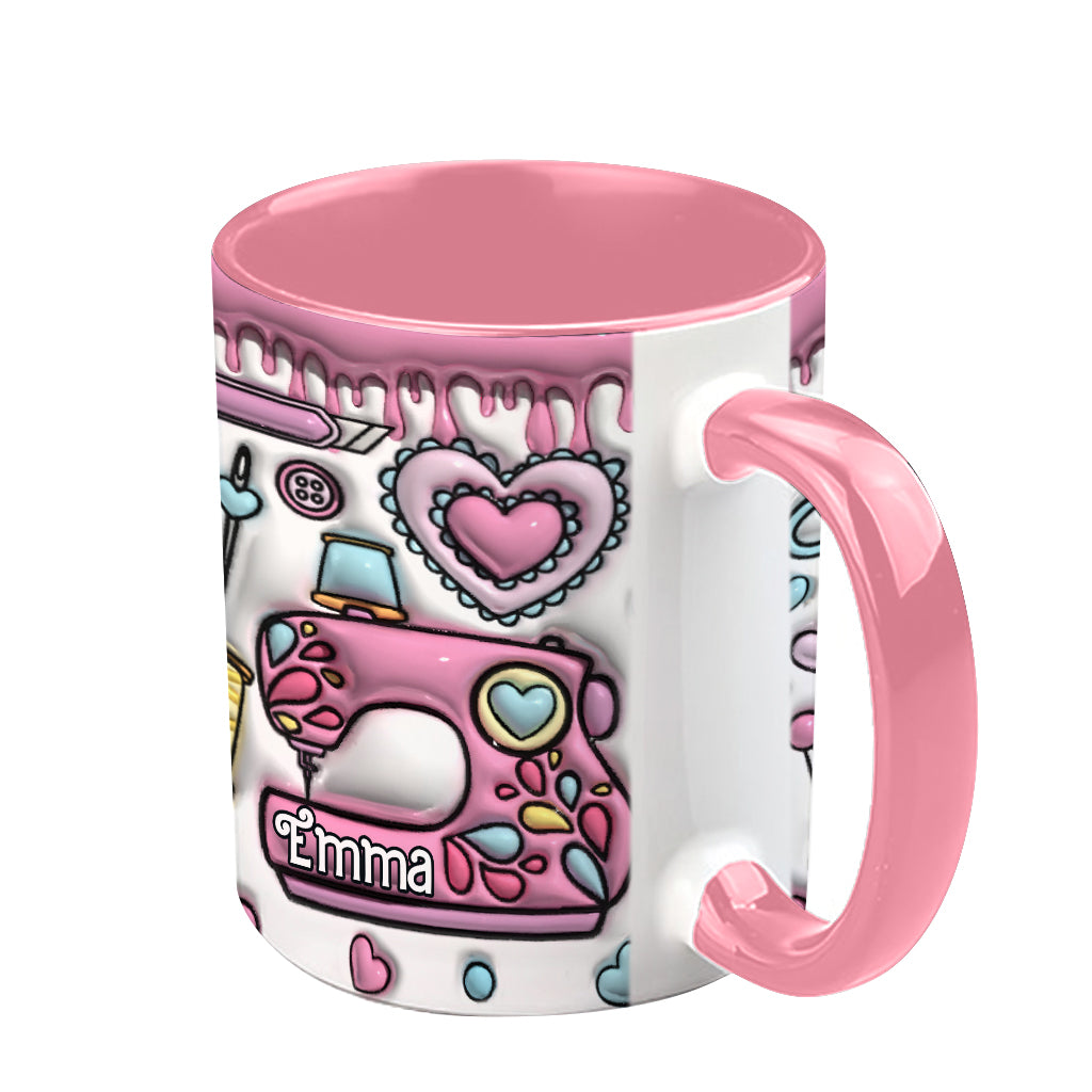 Sewing Lovers Pink - Personalized Sewing Accent Mug
