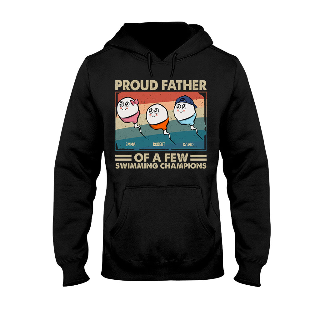 Fier papa, mère de plusieurs champions de natation - T-shirt et sweat à capuche personnalisés pour papa