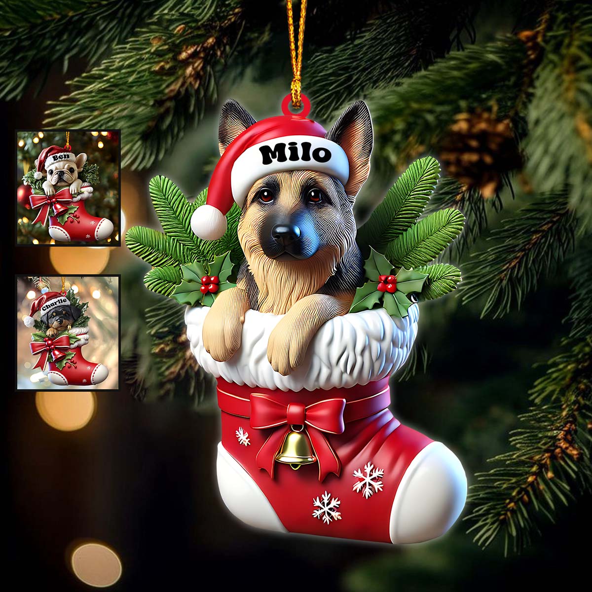 I Love My Dog - Personalized Dog Ornament