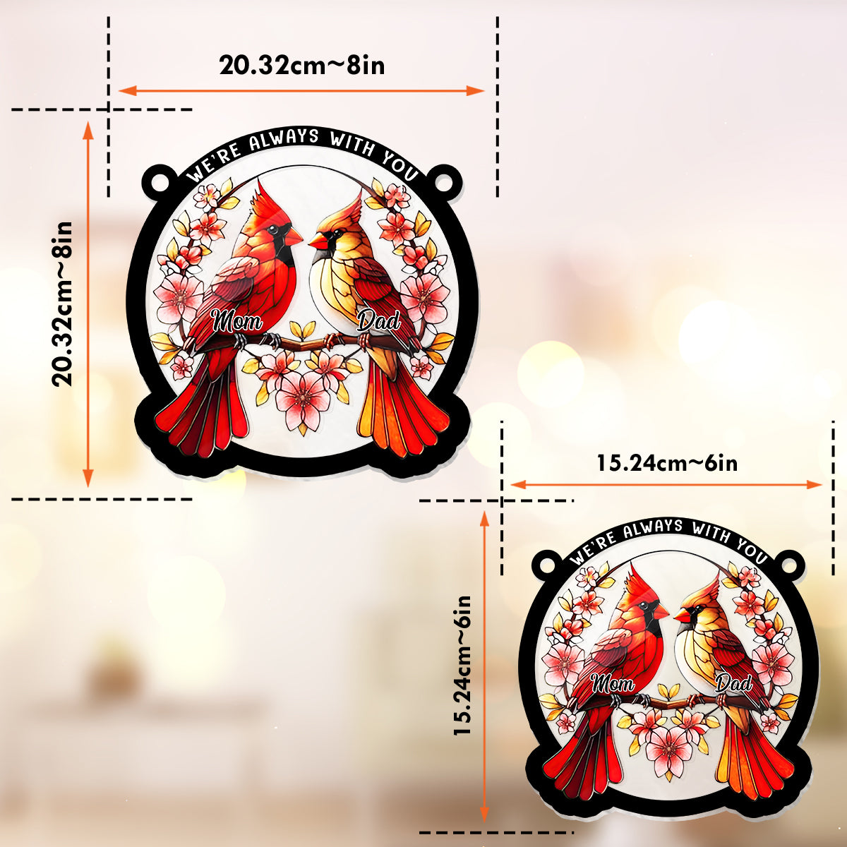 Nous sommes toujours avec vous - Ornement commémoratif personnalisé à suspendre à la fenêtre, attrape-soleil 