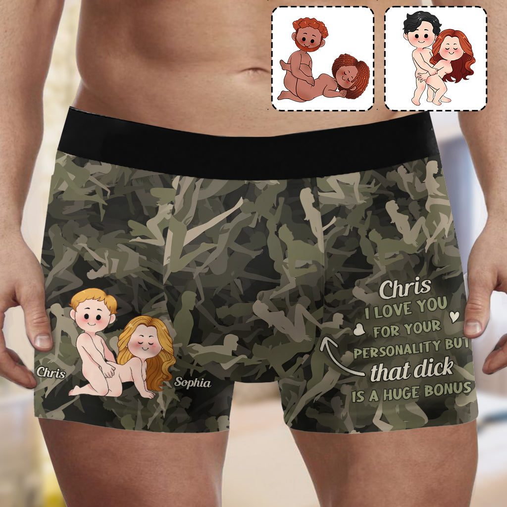 Je t'aime pour ta personnalité - Couple coquin - Boxers personnalisés pour couples d'hommes