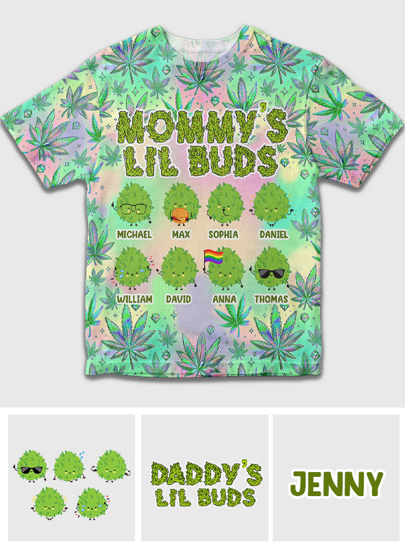 Les petits bourgeons de maman - La maman la plus cool du monde - T-shirt personnalisé avec motif cannabis.