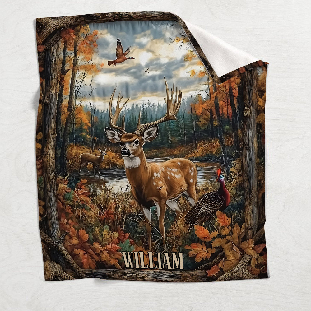 Vintage Hunting Forest - Personalized Hunting Blanket