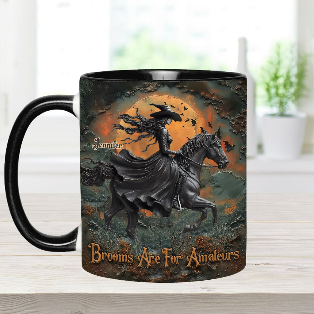 Brooms Are For Amateurs - Personalized Horse Accent Mug