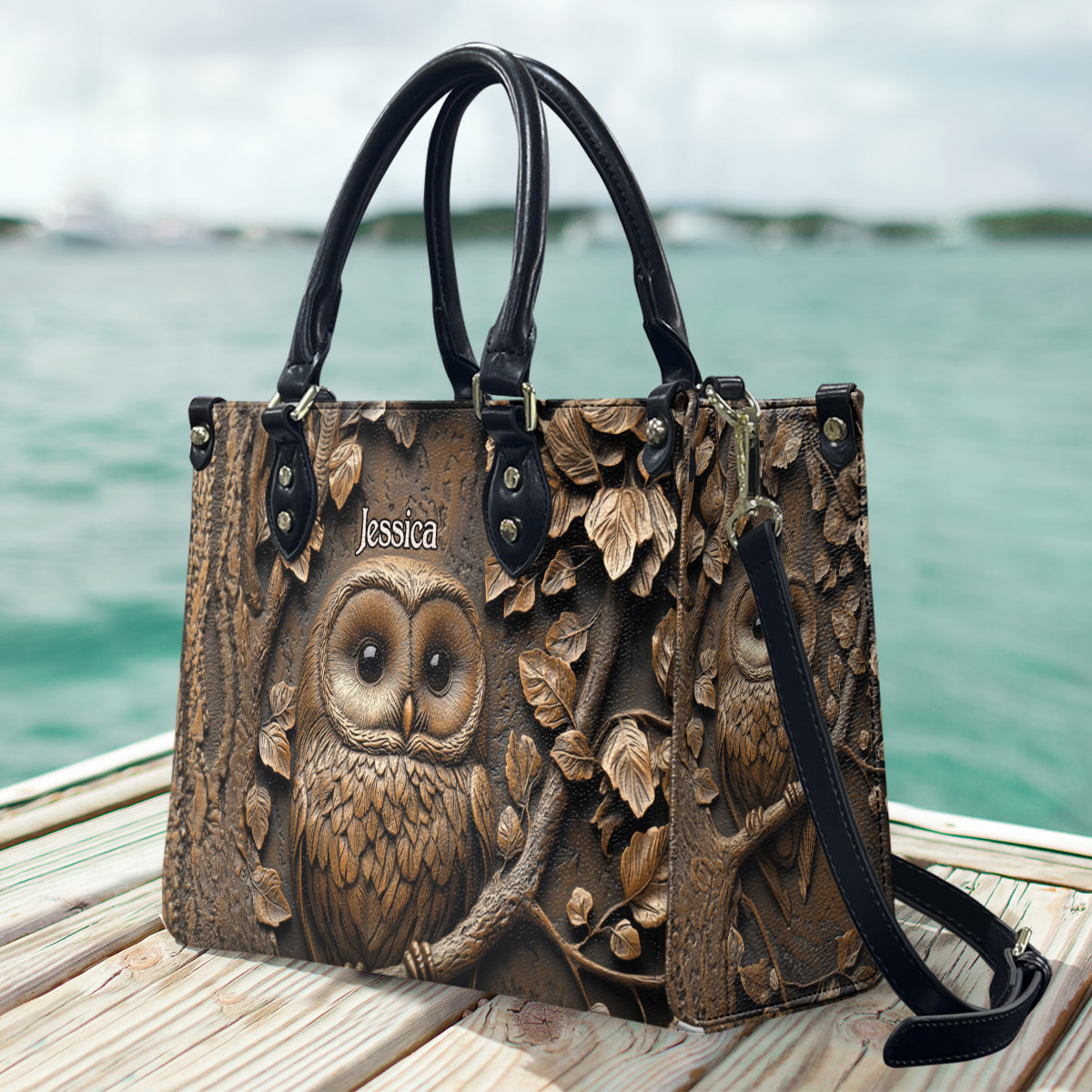 Stunning Owl - Personalized Owl Leather Handbag