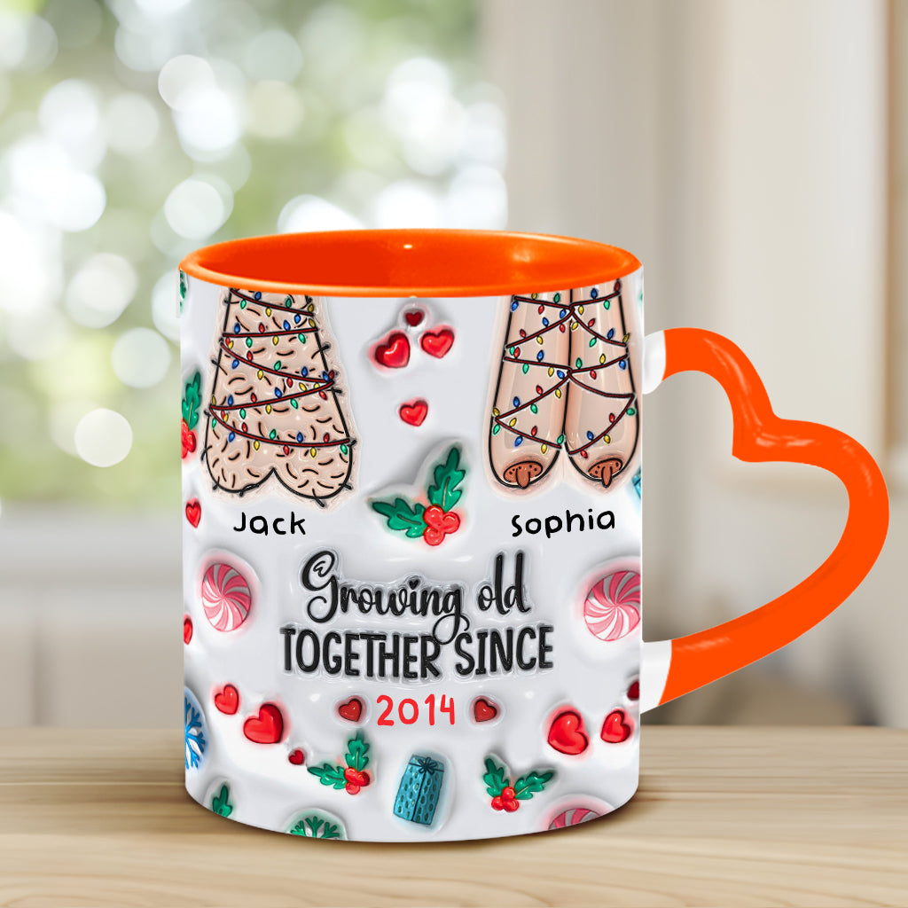 Growing Old Together - Personalized Couple Heart Handle Mug