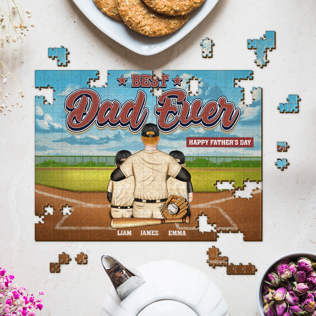 Meilleur papa du monde - Puzzle de baseball personnalisé