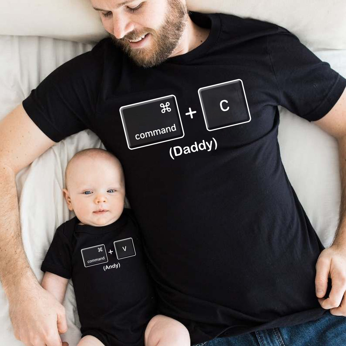T-shirt et body personnalisés « Tel père, tel fils, telle fille » (humour) - Papa et bébé