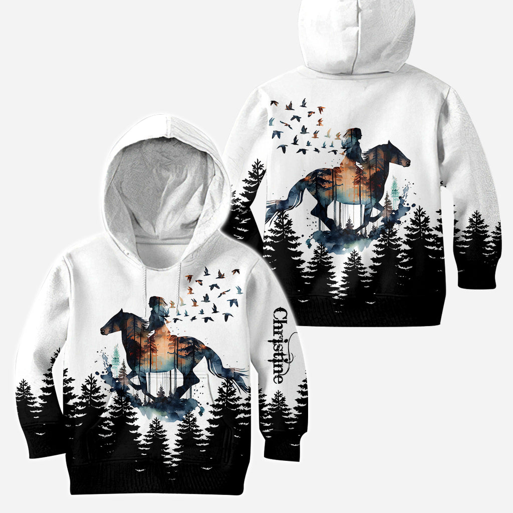 Fille à cheval - Sweat à capuche et leggings personnalisés sur le thème des chevaux