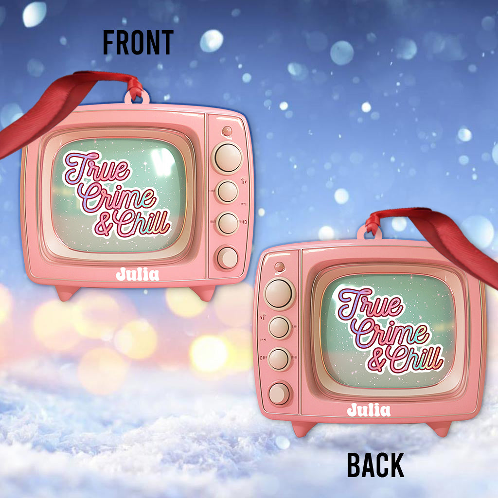 True Crime & Chill, Pink TV - Personalized Ornament