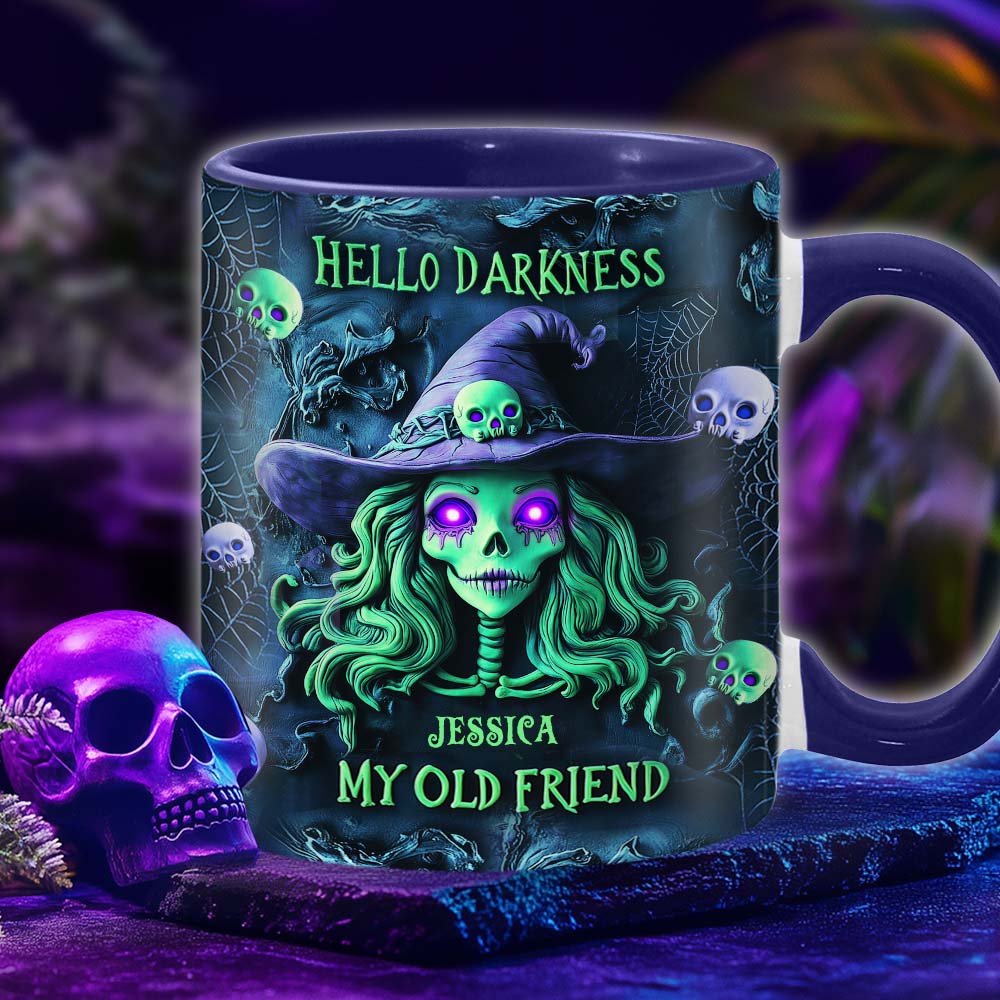 Bonjour les ténèbres, ma vieille amie - Mug personnalisé à l'effigie d'une sorcière