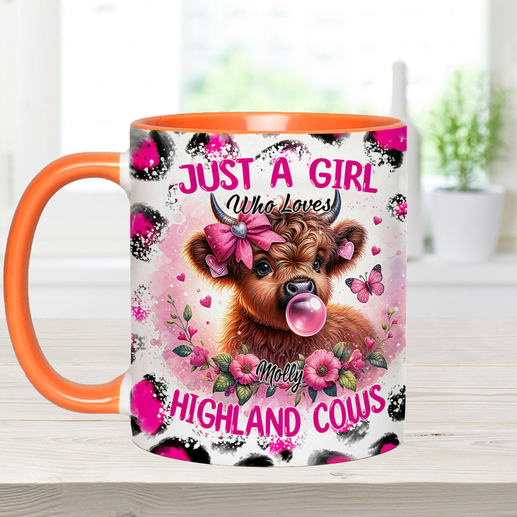Mug personnalisé avec une adorable vache rose des Highlands