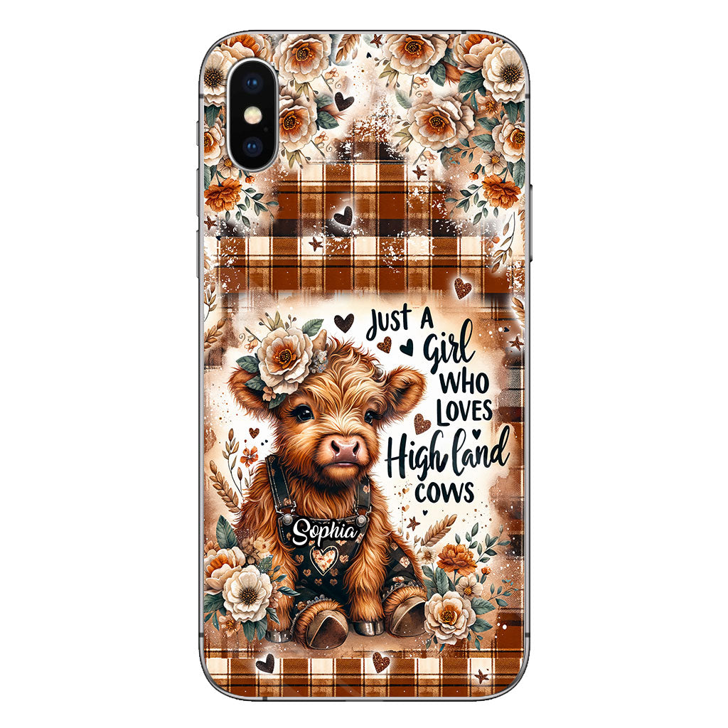 Juste une fille qui aime les vaches des Highlands - Coque de téléphone personnalisée